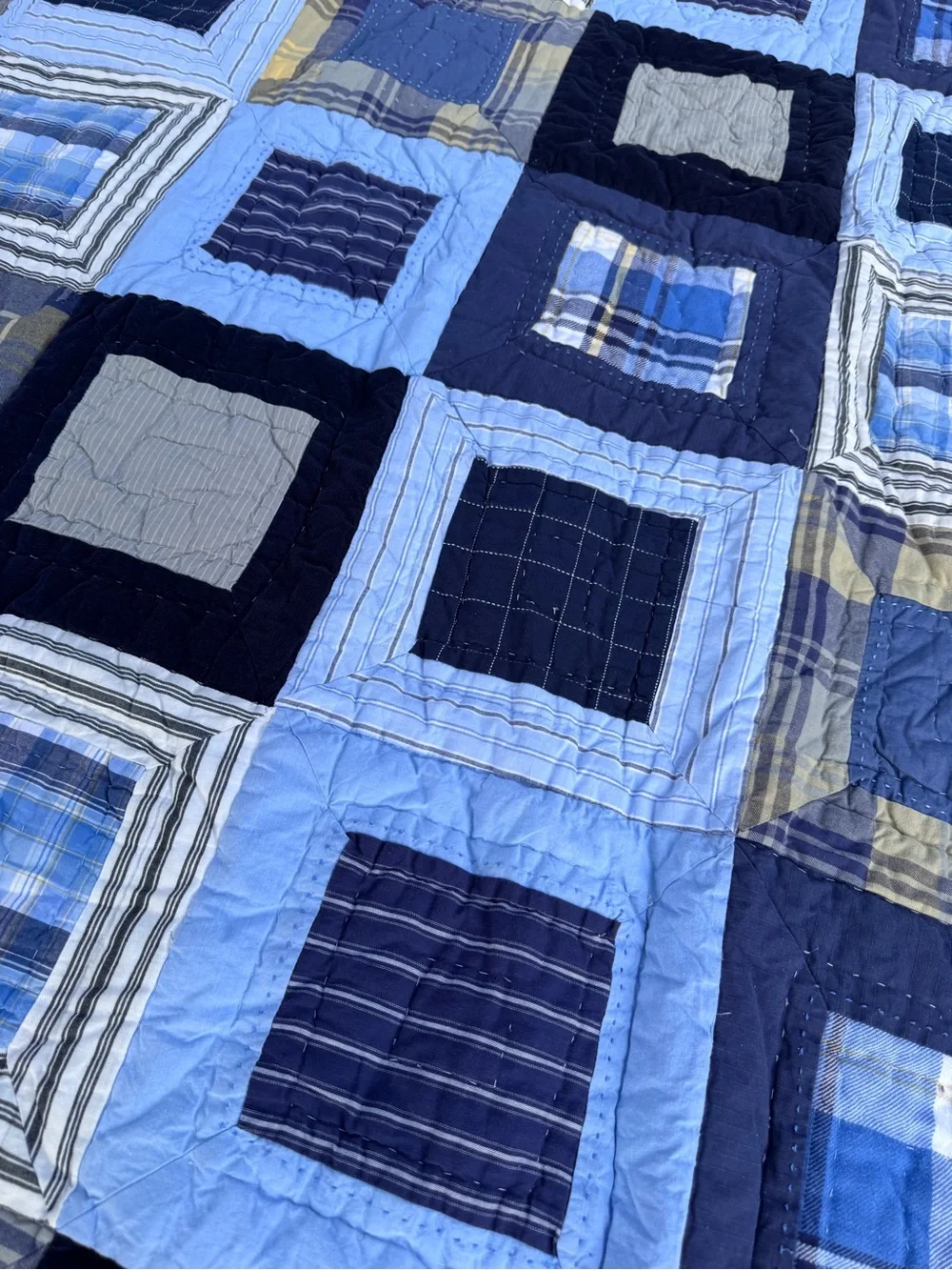 Pottery Barn Kids Twin Blue Patchwork Quilt with Euro Sham